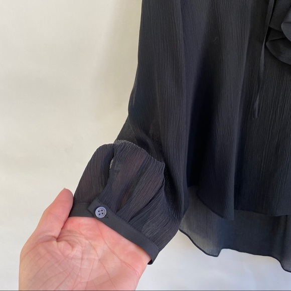 Theory Rianala Black 100% Silk Lace Chiffon Top - Picture 10 of 15